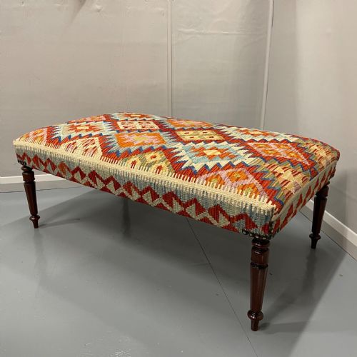 4 X 2 CENTRE FOOTSTOOL IN KILIM - ADDITIONAL PHOTO 3
