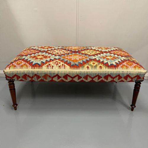 4 X 2 CENTRE FOOTSTOOL IN KILIM - ADDITIONAL PHOTO 4