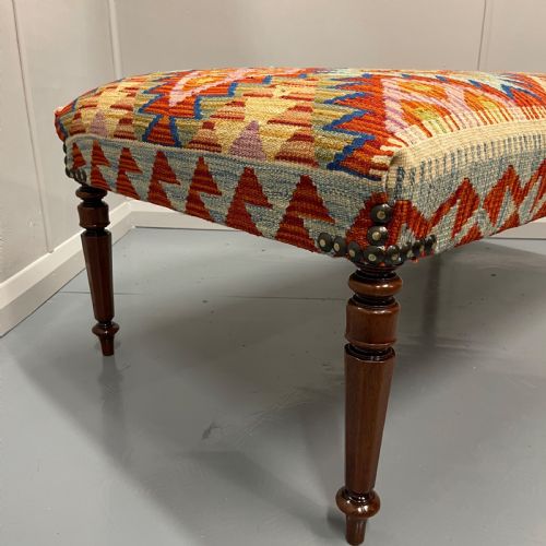 4 X 2 CENTRE FOOTSTOOL IN KILIM - ADDITIONAL PHOTO 5