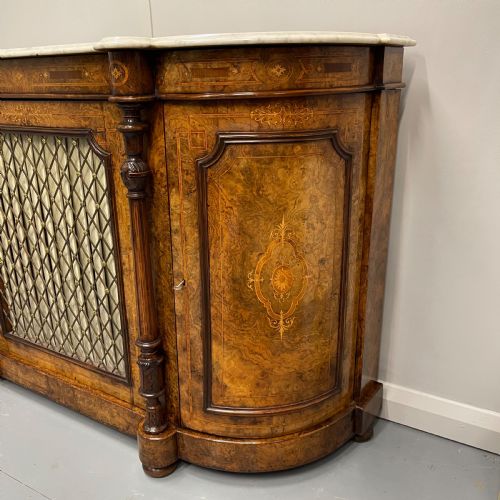 BURR WALNUT AND MARQUETRY CREDENZA WITH MARBLE TOP - ADDITIONAL PHOTO 7
