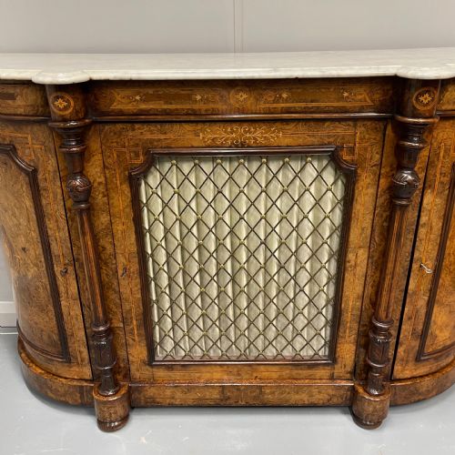 BURR WALNUT AND MARQUETRY CREDENZA WITH MARBLE TOP - ADDITIONAL PHOTO 9