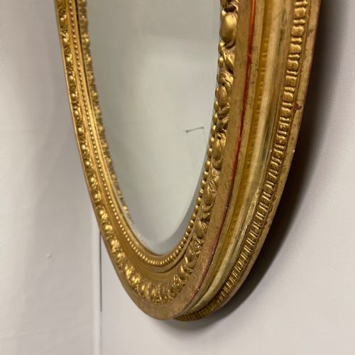 LARGE FRENCH OVAL GILT MIRROR WITH ORIGINAL GLASS - ADDITIONAL PHOTO 1