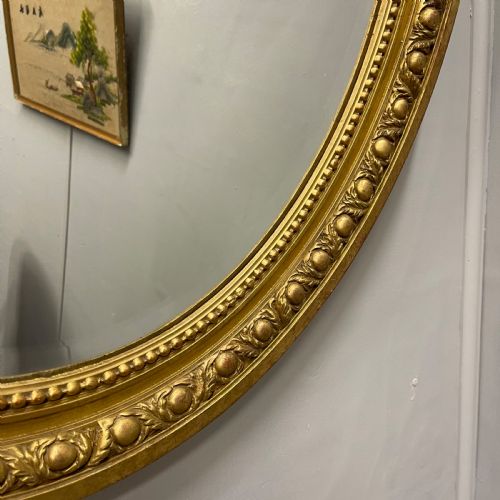 LARGE FRENCH OVAL GILT MIRROR WITH ORIGINAL GLASS - ADDITIONAL PHOTO 8