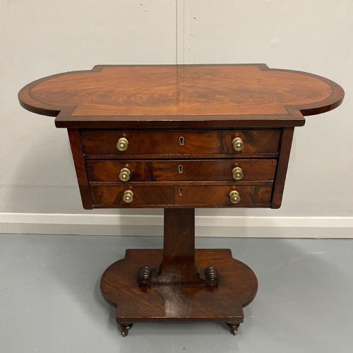 double sided regency mahogany inlaid work table - CATEGORY: ANTIQUE CABINETS - DATED REGENCY