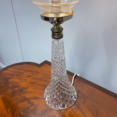 CUT AND PRESSED GLASS GLOBE TABLE LAMP - ADDITIONAL PHOTO 5