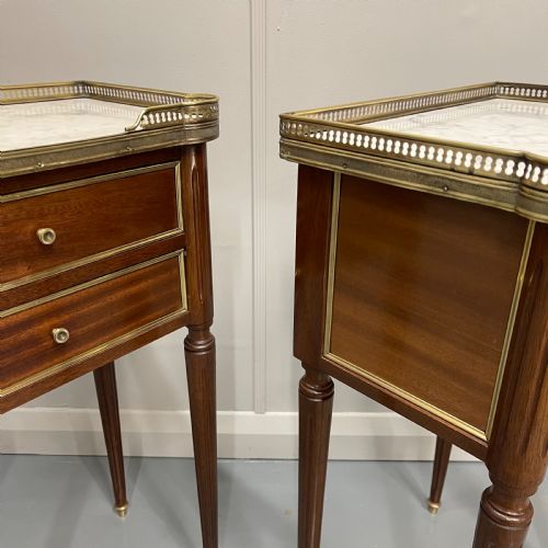 PAIR OF FRENCH EMPIRE STYLE INLAID BEDSIDE LAMP TABLES - ADDITIONAL PHOTO 5