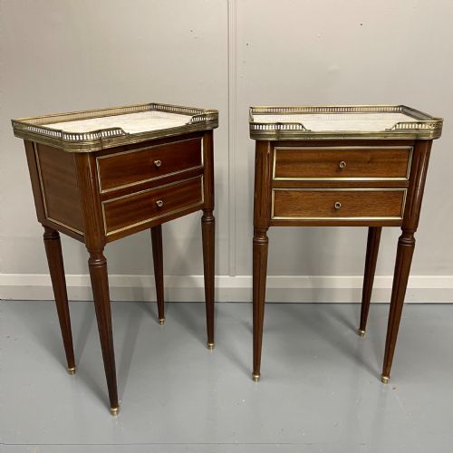 PAIR OF FRENCH EMPIRE STYLE INLAID BEDSIDE LAMP TABLES - ADDITIONAL PHOTO 7