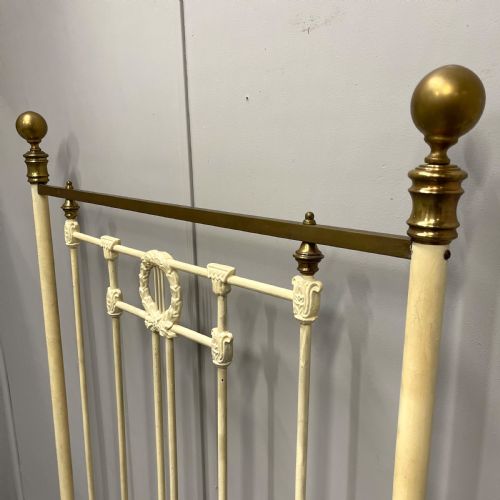 VICTORIAN SINGLE PAINTED BRASS AND IRON BED WITH SLATS - ADDITIONAL PHOTO 3