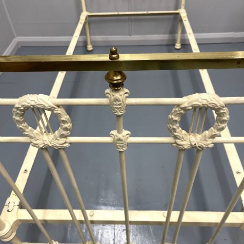 VICTORIAN SINGLE PAINTED BRASS AND IRON BED WITH SLATS - ADDITIONAL PHOTO 6