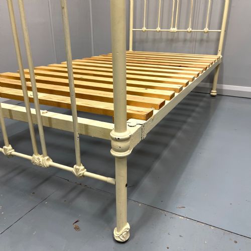 VICTORIAN SINGLE PAINTED BRASS AND IRON BED WITH SLATS - ADDITIONAL PHOTO 8