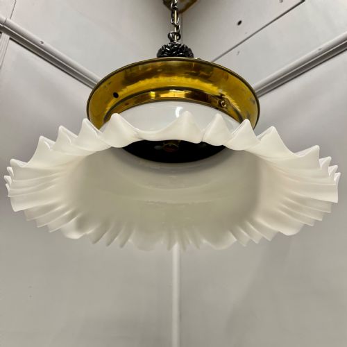 LARGE VICTORIAN HANGING PENDANT LIGHT WITH MILK GLASS SHADE - ADDITIONAL PHOTO 2