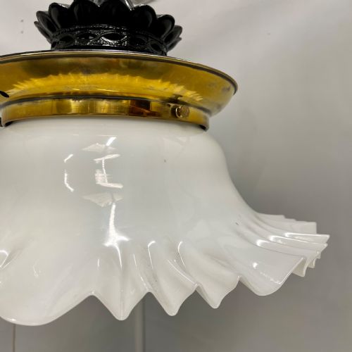 LARGE VICTORIAN HANGING PENDANT LIGHT WITH MILK GLASS SHADE - ADDITIONAL PHOTO 4