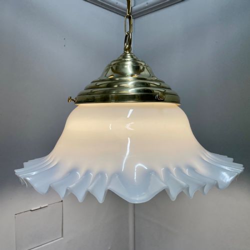 large hanging milk glass ceiling light - CATEGORY: ANTIQUE LIGHTING - DATED VICTORIAN