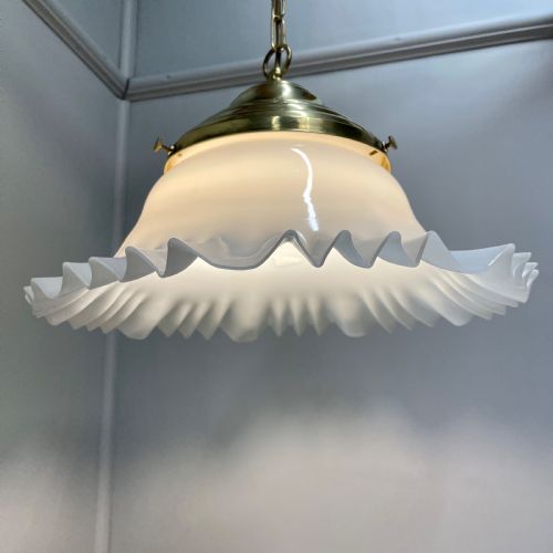 LARGE HANGING MILK GLASS CEILING LIGHT - ADDITIONAL PHOTO 3