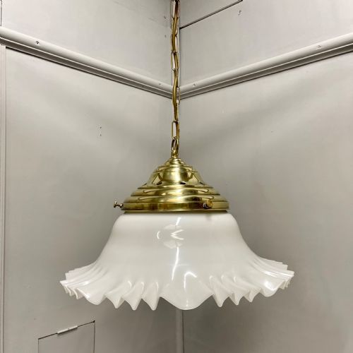 LARGE HANGING MILK GLASS CEILING LIGHT - ADDITIONAL PHOTO 4