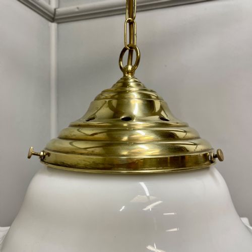 LARGE HANGING MILK GLASS CEILING LIGHT - ADDITIONAL PHOTO 5