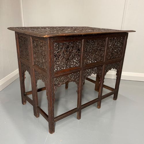 anglo indian teak folding side table - CATEGORY: ANTIQUE TABLES - DATED 1900