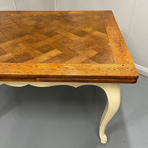 FRENCH OAK PARQUET EXTENDING TABLE - ADDITIONAL PHOTO 4