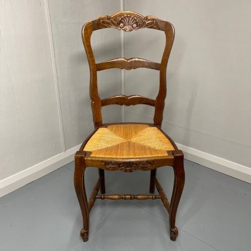 SET OF 4 FRENCH OAK RUSH SEAT CHAIRS - ADDITIONAL PHOTO 1