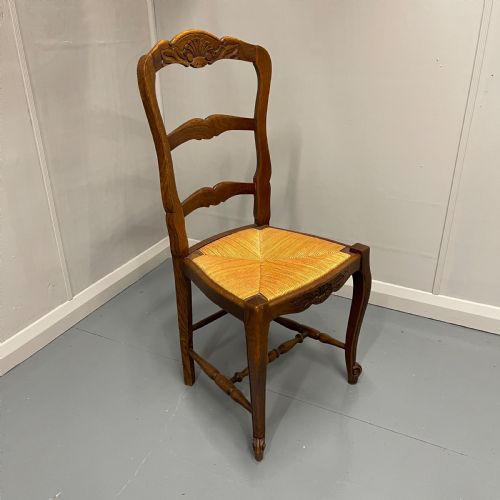 SET OF 4 FRENCH OAK RUSH SEAT CHAIRS - ADDITIONAL PHOTO 2