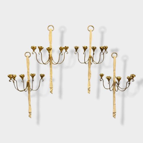set of four large paint and gilt wall sconces - CATEGORY: ANTIQUE LIGHTING - DATED 1930