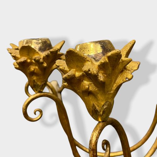 SET OF FOUR LARGE PAINT AND GILT WALL SCONCES - ADDITIONAL PHOTO 1