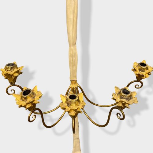 SET OF FOUR LARGE PAINT AND GILT WALL SCONCES - ADDITIONAL PHOTO 4
