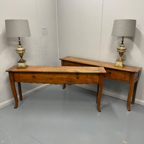 PAIR OF FRENCH CHERRYWOOD SERVER CONSOLE TABLES - ADDITIONAL PHOTO 9