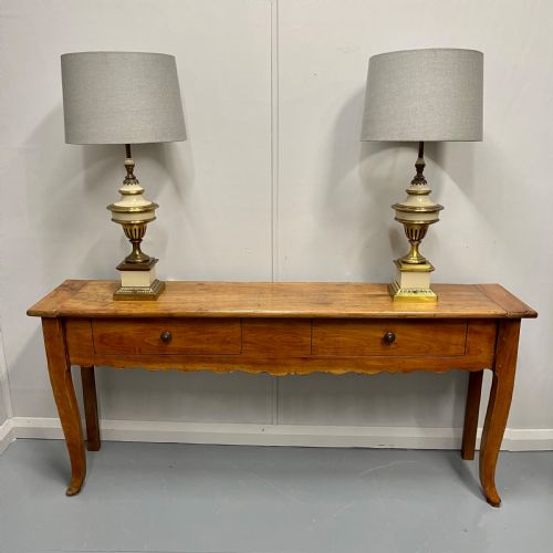 PAIR OF FRENCH CHERRYWOOD SERVER CONSOLE TABLES - ADDITIONAL PHOTO 1