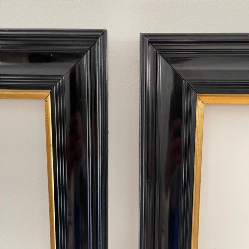 PAIR OF BLACK LACQUERED PIER MIRRORS - ADDITIONAL PHOTO 1