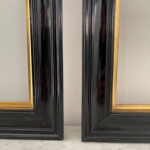 PAIR OF BLACK LACQUERED PIER MIRRORS - ADDITIONAL PHOTO 3