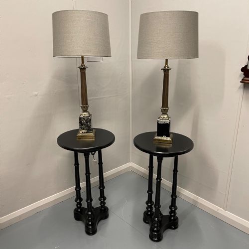 PAIR OF EBONISED REGENCY STYLE SIDE TABLES - ADDITIONAL PHOTO 1