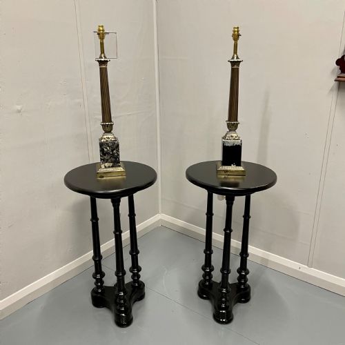 PAIR OF EBONISED REGENCY STYLE SIDE TABLES - ADDITIONAL PHOTO 7