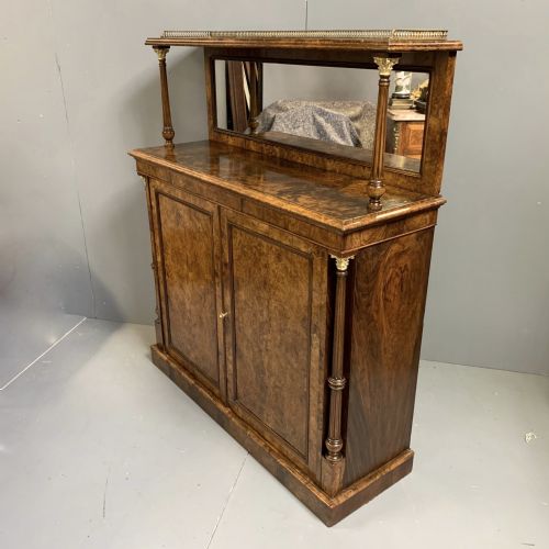 BURR WALNUT CABINET WITH MIRROR BACK - ADDITIONAL PHOTO 1