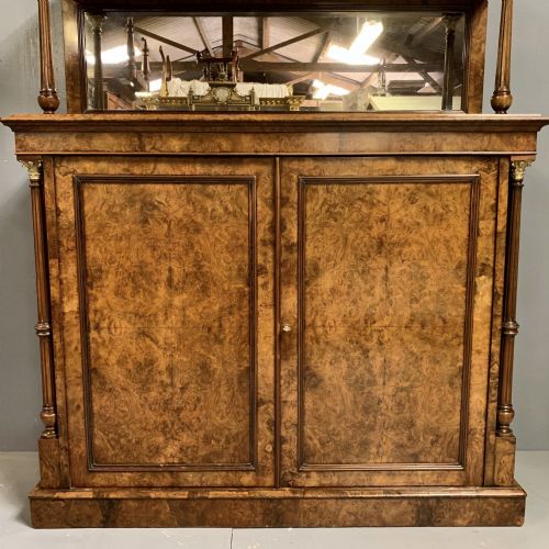 BURR WALNUT CABINET WITH MIRROR BACK - ADDITIONAL PHOTO 4