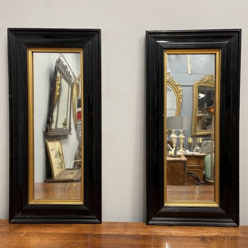 PAIR OF BLACK LACQUERED PIER MIRRORS - ADDITIONAL PHOTO 8
