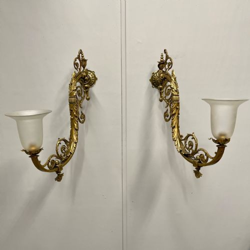 pair of victorian brass adjustable wall lights - CATEGORY: ANTIQUE LIGHTING - DATED 19TH CENTURY