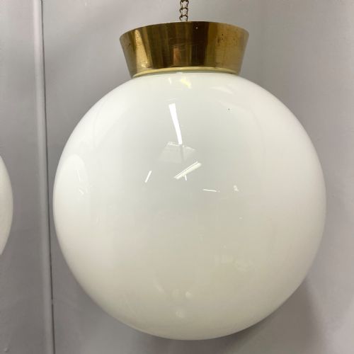 PAIR OF OPALINE MILK GLASS GLOBE PENDANT LIGHTS - ADDITIONAL PHOTO 6