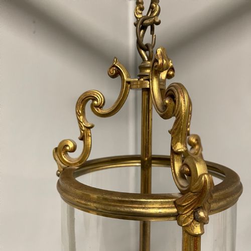 PAIR OF FRENCH BRASS CYLINDER HANGING LANTERNS - ADDITIONAL PHOTO 3