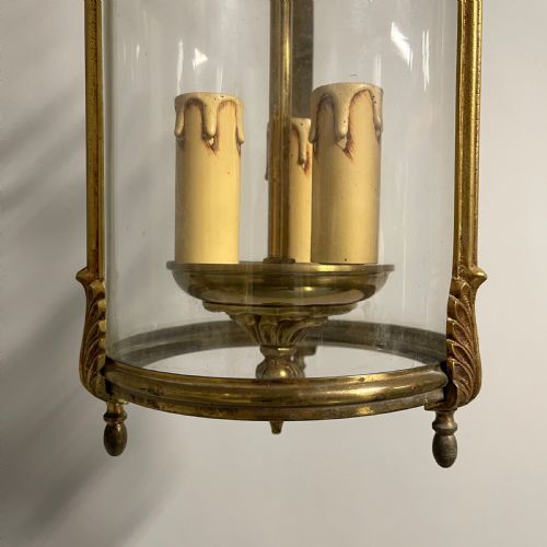 PAIR OF FRENCH BRASS CYLINDER HANGING LANTERNS - ADDITIONAL PHOTO 4