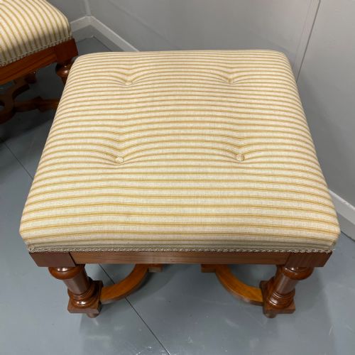 PAIR OF FRENCH SATINWOOD STOOLS WITH BUTTONED TICKING STRIPES - ADDITIONAL PHOTO 8