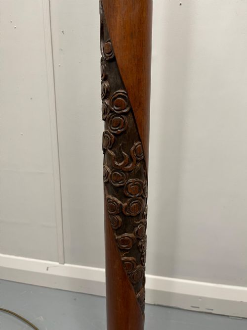 CARVED MAHOGANY DRAGON FLOOR STANDARD LAMP - ADDITIONAL PHOTO 3