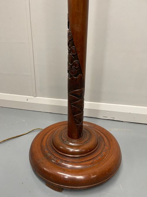 CARVED MAHOGANY DRAGON FLOOR STANDARD LAMP - ADDITIONAL PHOTO 5