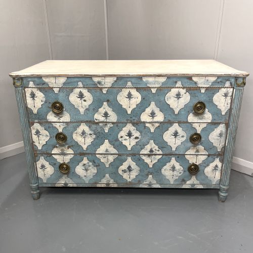 FRENCH EMPIRE STYLE STENCIL PAINTED COMMODE - ADDITIONAL PHOTO 1