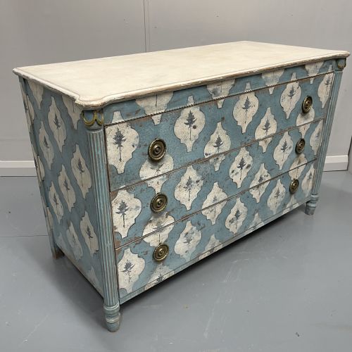 french empire style stencil painted commode - CATEGORY: ANTIQUE CHEST OF DRAWERS - DATED 1920