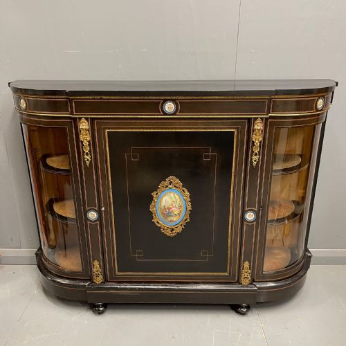 victorian ebonised and inlaid credenza - CATEGORY: ANTIQUE SIDEBOARDS - DATED VICTORIAN