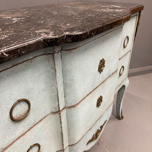 FRENCH PAINTED TWO DRAWER MARBLE TOP COMMODE WITH - ADDITIONAL PHOTO 7