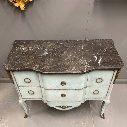 FRENCH PAINTED TWO DRAWER MARBLE TOP COMMODE WITH - ADDITIONAL PHOTO 8