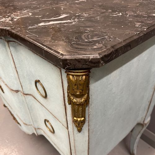 FRENCH PAINTED TWO DRAWER MARBLE TOP COMMODE WITH - ADDITIONAL PHOTO 9