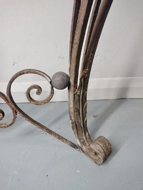 FRENCH WROUGHT IRON AND MARBLE CONSOLE TABLE - ADDITIONAL PHOTO 3